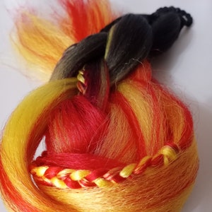 Ombre Hair Falls, Rave Hair, Extension Ponytail, Synthetic Braids, Festival Hair,  &quot;In The Flame&quot; Hair Falls Ready To Ship