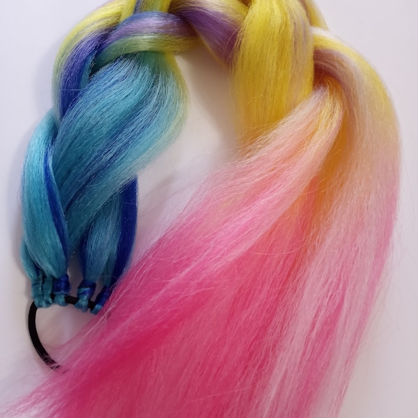 Festival Hair, Ponytail Extension, Rave Hair, Ponytail Wig, Blue Hair Extension "Beach Babe" Ready To Ship