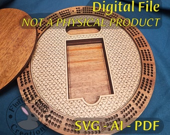 Digital File: 3-Person Round Cribbage Board Laser Cut File - SVG, PDF, Ai, EPS