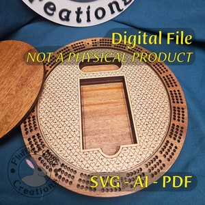 Digital File: 3-Person Round Cribbage Board Laser Cut File - SVG, PDF, Ai, EPS