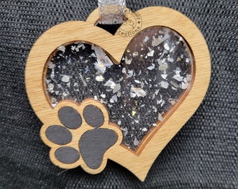 Paw Print Heart Christmas Ornament | Pet Christmas Ornament | Dog Ornament