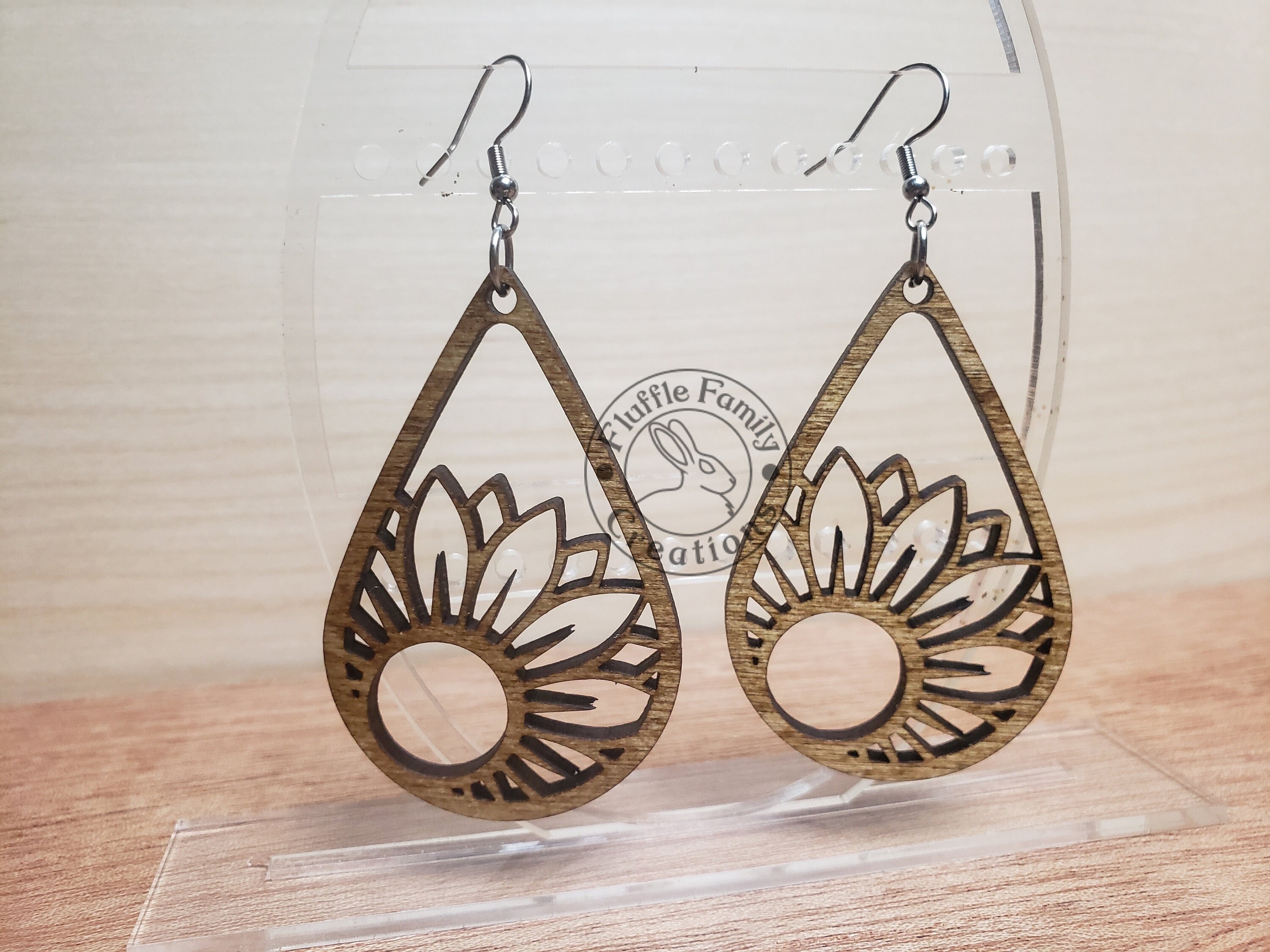 Sunflower Drop Blank Wood Earrings. DIY jewelry. Unfinished laser cut –  Wicked Gold