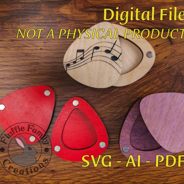 Guitar Pick Case Digital File | Guitar Pick Case SVG | Guitar Pick Case Laser File