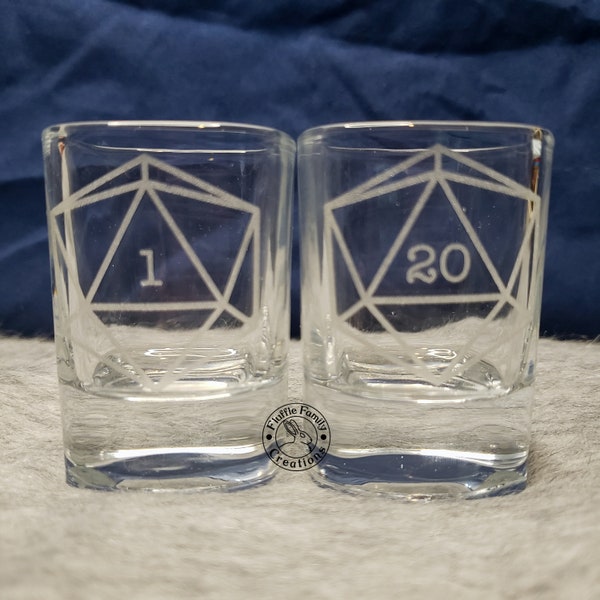 D20 Shot Glasses | Critical Fail and Critical Success Shot Glasses | Sold as set or individually