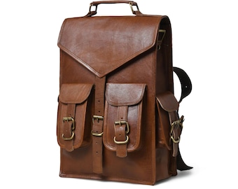 Convertible Handmade Leather Satchel Backpack, Laptop Bag, Vintage Rucksack, Ideal for Work and Travel