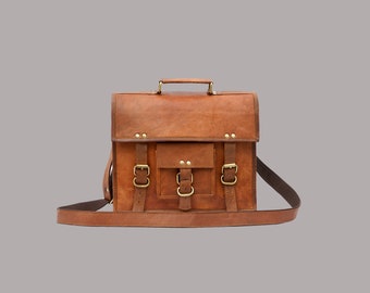 Bolso bandolera de cuero, bolso cruzado vintage para mujeres y hombres, bolso tipo cartera compatible con I-pad y tableta