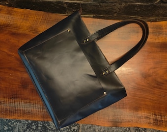 Women Genuine Leather Shoulder Tote Bag Large Work Handbag Purse ( Black )