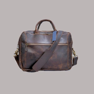 Handmade Buffalo Leather Convertible Backpack Laptop Backpack Crossbody Office bag Laptop Briefcase Satchel.