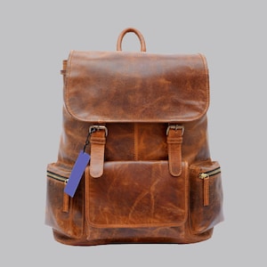 Buffalo Leather Backpack Handmade 15.5 Inch Unisex Backpack