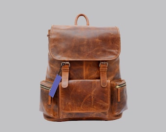 Buffalo Leather Backpack Handmade 15.5 Inch Unisex Backpack
