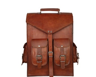 leather backpack ,  messenger bag Leather Laptop Backpack, Crossbody Bag, travel bag, unisex bag for fit upto 15 inches laptop vintage bag
