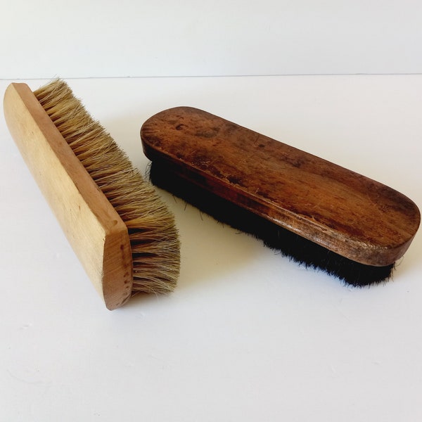 Pair Vintage Wooden Shoe Brushes Chippy Decor Rustic Farmhouse Wood Shoe Brush