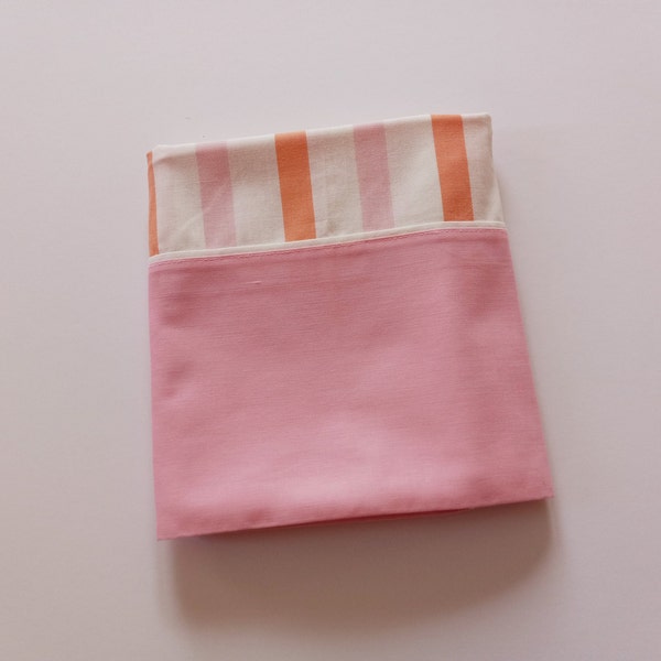 SINGLE Pink Orange Stripe Pillowcase Queen Cannon  Monticello No Iron Muslin Vintage