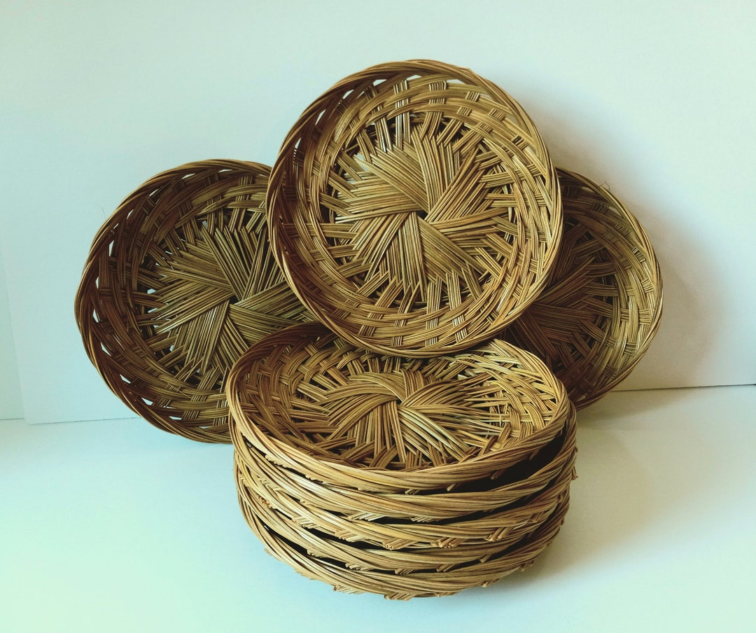 Stack of Wicker Paper Plate Holders Set of 8 Heavy Duty for Etsy