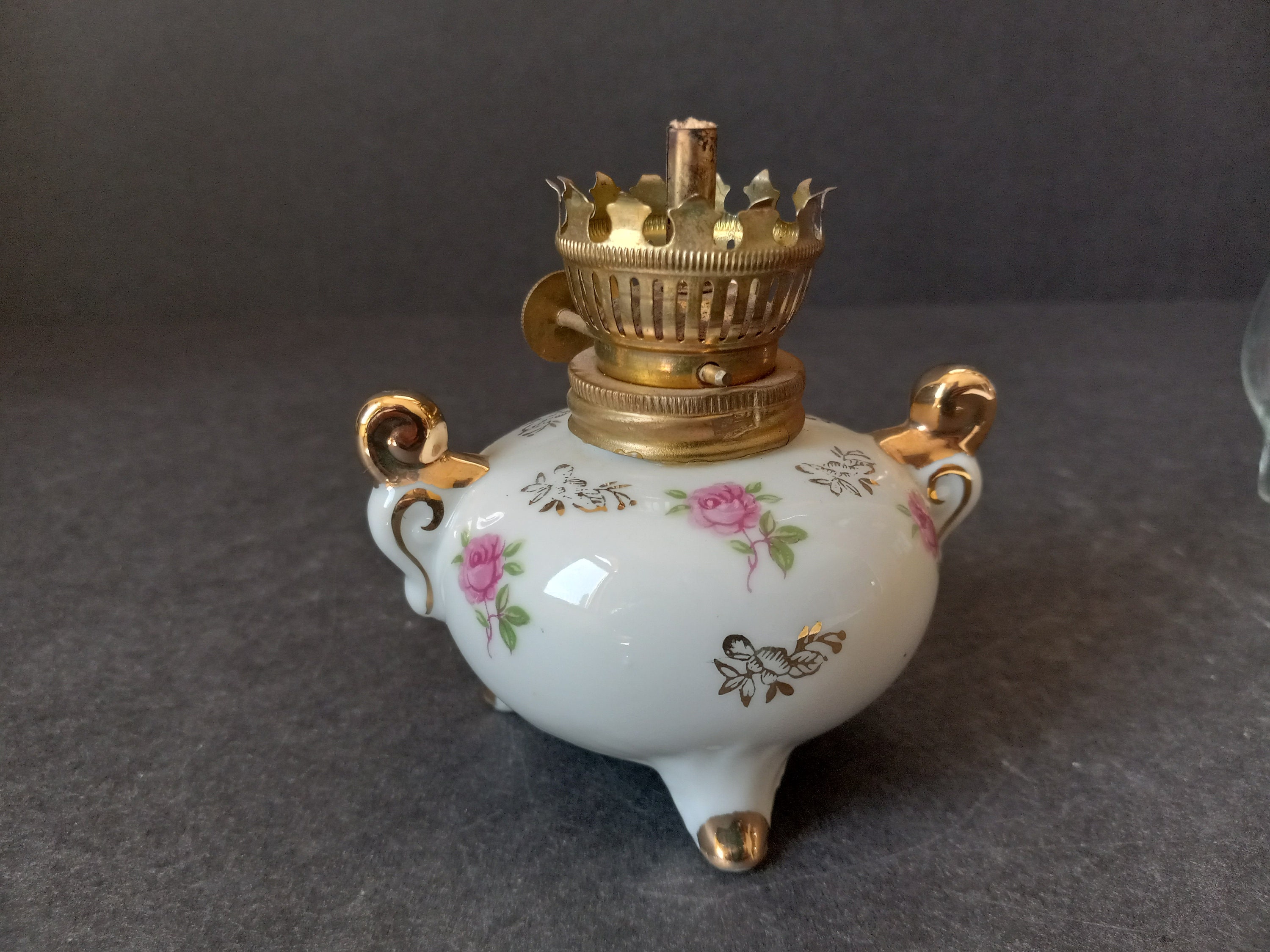 Miniature Porcelain Oil Lamp Japan Hurricane Lamp Mini Pink Etsy