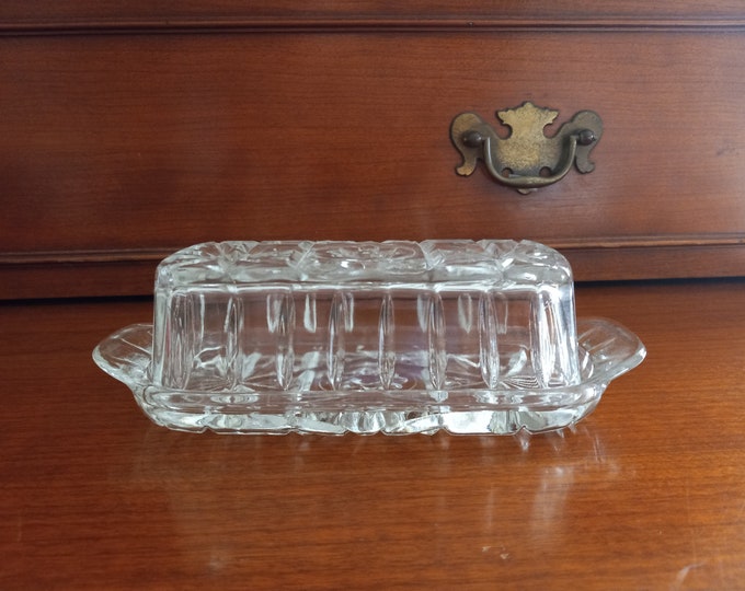 Vintage Cut Glass Butter Dish With Lid Etsy