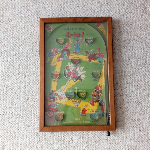 Vintage Posh-M-Up Jr. Baseball Game - Vintage Pinball Toy Northwestern Products