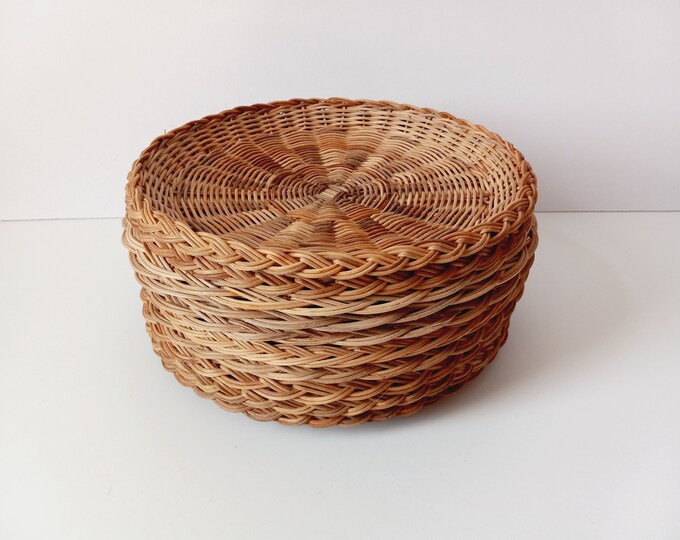 Stack of Wicker Paper Plate Holders Set of 10 Mix Matched Etsy