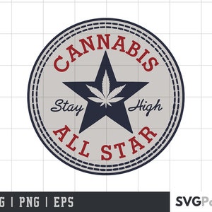 Cannabis All Star SVG | Cricut & Silhouette Schnitt Datei (Digitaler Download)