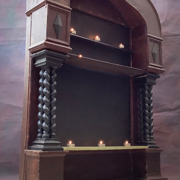 19th century Gothic church altar piece devotional worship very rare and original scratch built