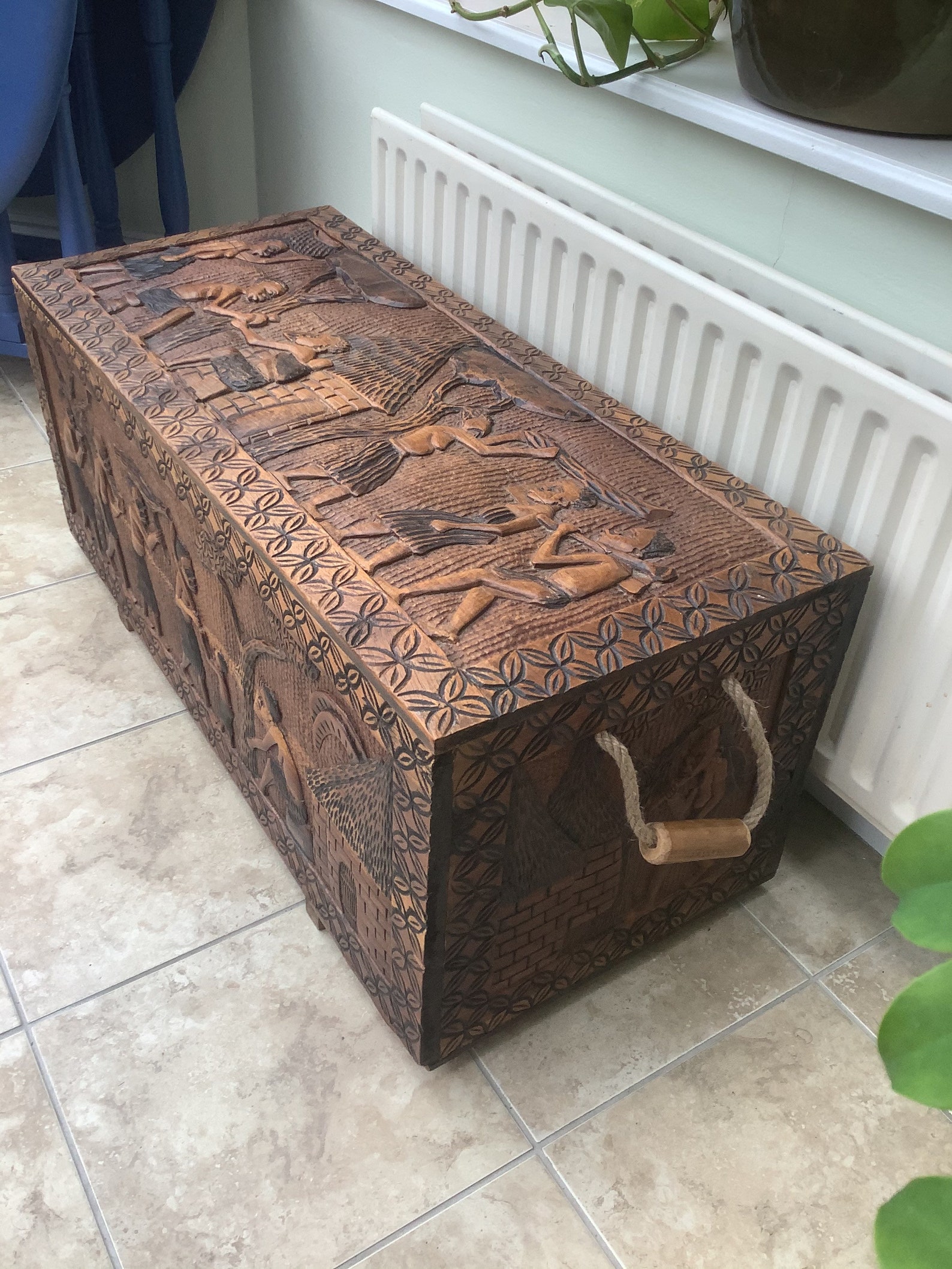 Antique African tribal hand carved wooden trunk. chest c1900. | Etsy