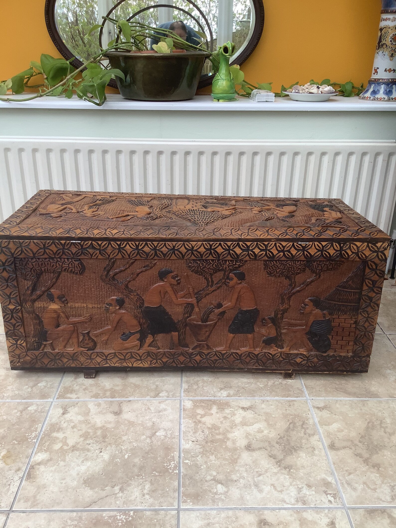 Antique African tribal hand carved wooden trunk. chest c1900. | Etsy