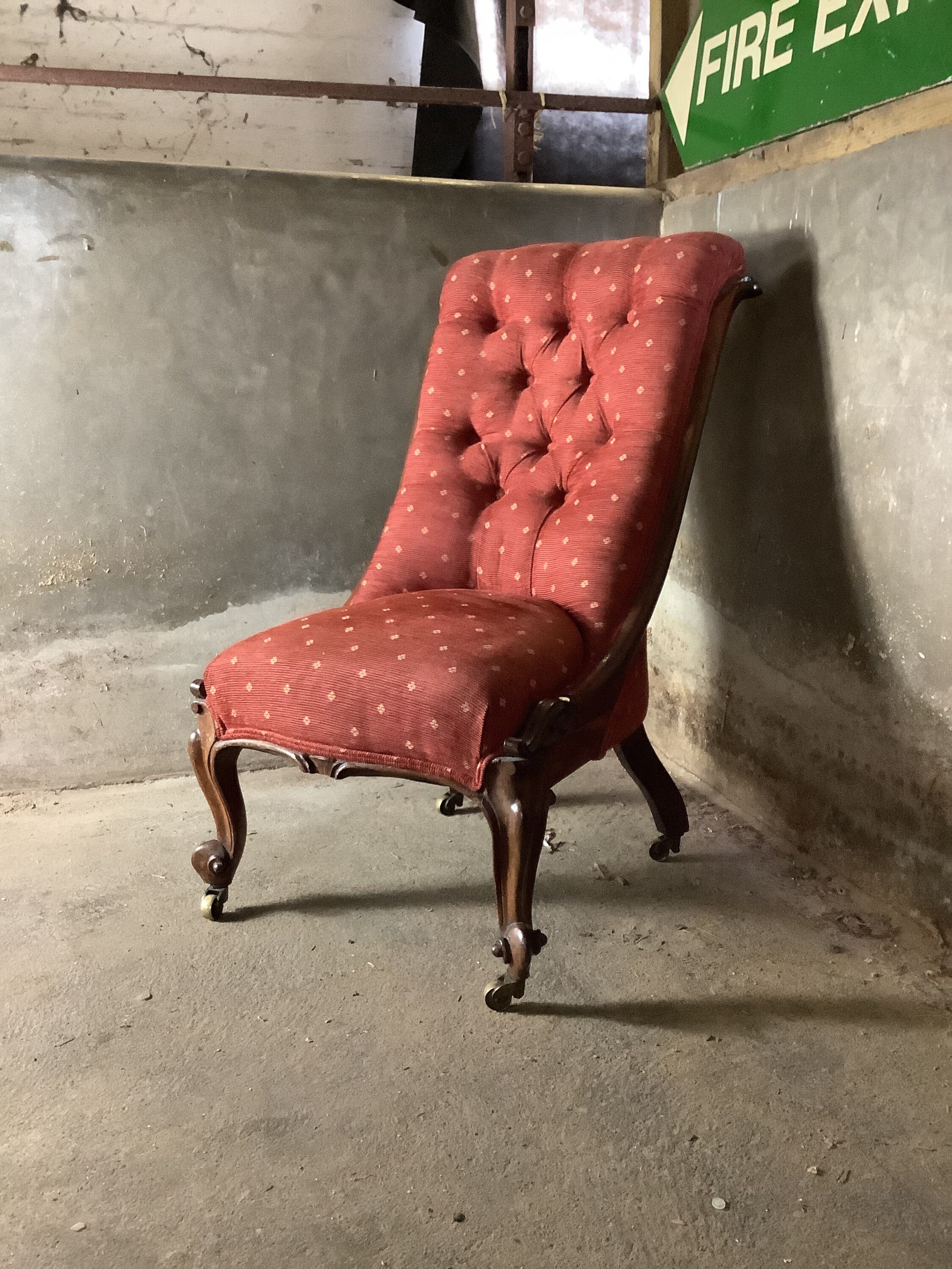 Victorian Antique Carved Rosewood Slipper or Parlor Chair