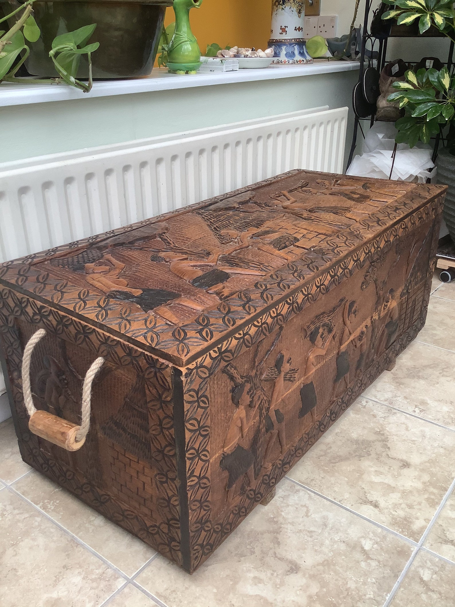 Antique African tribal hand carved wooden trunk. chest c1900. | Etsy