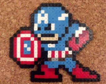 Captain America Shield Marvel Perler Bead Sprite – Megaman-Stil