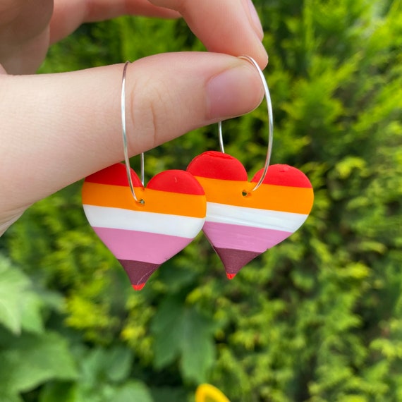 Lesbian Bisexual Flag Heart Earrings | LGBTQ+ Accessories