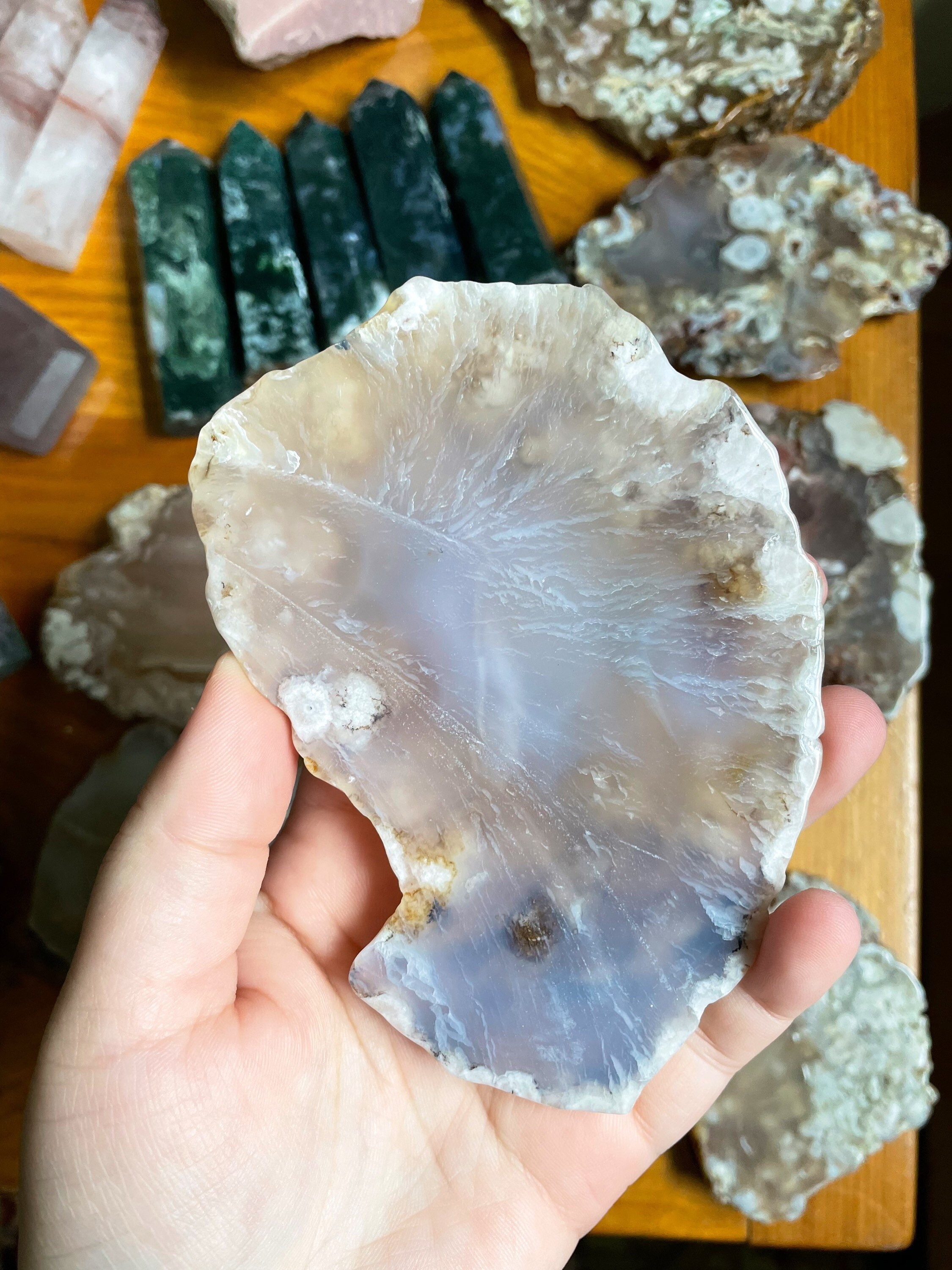Flower Agate Slab Unique flower agate crystal gift Pink Etsy