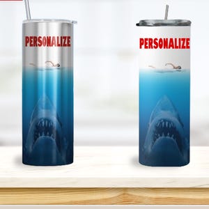 Great White Shark Inspired Tumbler, Shark Tumbler, Shark, Sublimation Tumbler, Custom Tumbler, Amity Island, Horror Movie, Great White, Gift
