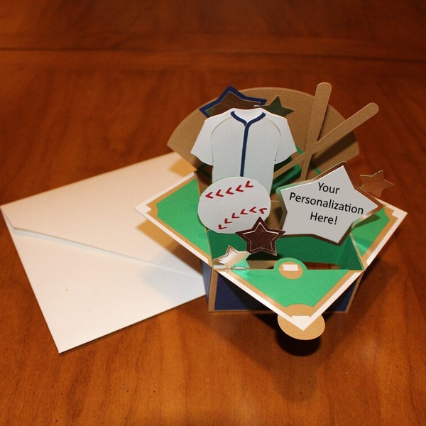 Baseball Pop-up 3D Box Greeting Card, Birthday Card, Greeting Card, Father's Day Card,  Any Occasion