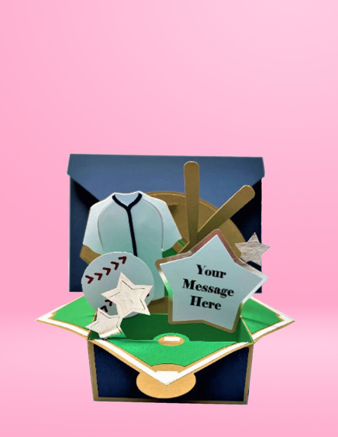 Baseball Popup 3D Box Greeting Card Birthday Card Greeting Etsy