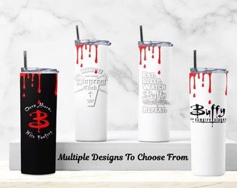 Vampire Inspired Tumbler, Once More, with feeling, Sublimated Tumbler, Female Vampire Slayer, Slayers Club, Personalized Tumbler,