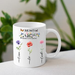 Birth Month Flower Mug, Garden Mug, Personalized Mug, Memory Mug, Mothers Day Gift, Grandmas Mug, Best Mom, Coffee Mug