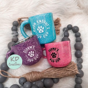 Reusable Personalized Glitter Pup Cup, Pup Cup, Custom Pup cup, Personalized pup cup, Puppuccino, Dog treat, Dog birthday gift, Dog mom gift