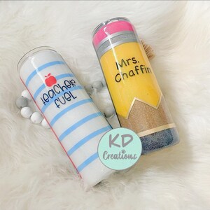 Glitter Custom Pencil/Notebook split tumbler, Personalized Pencil tumbler, Teacher tumbler, Custom teacher tumbler, Teacher Appreciation