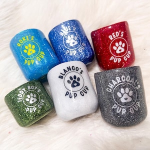 Personalized Glitter Pup Cup, Reusable Custom Dog Treat Cup, Puppuccino Cup with Name, Dog Birthday Gift