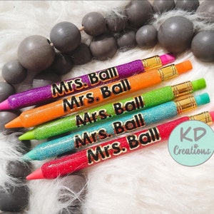 Custom Personalized Glitter Mechanical Pencil Set, Mechanical Pencils, Glitter Pencils, Teacher Gits