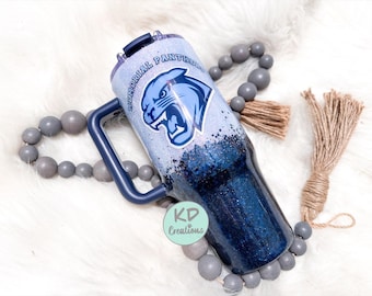 Custom School Logo 40 oz Tumbler, Personalized Sports Team Cup, Teacher & Sports Mom Gift, Ombre Name Tumbler