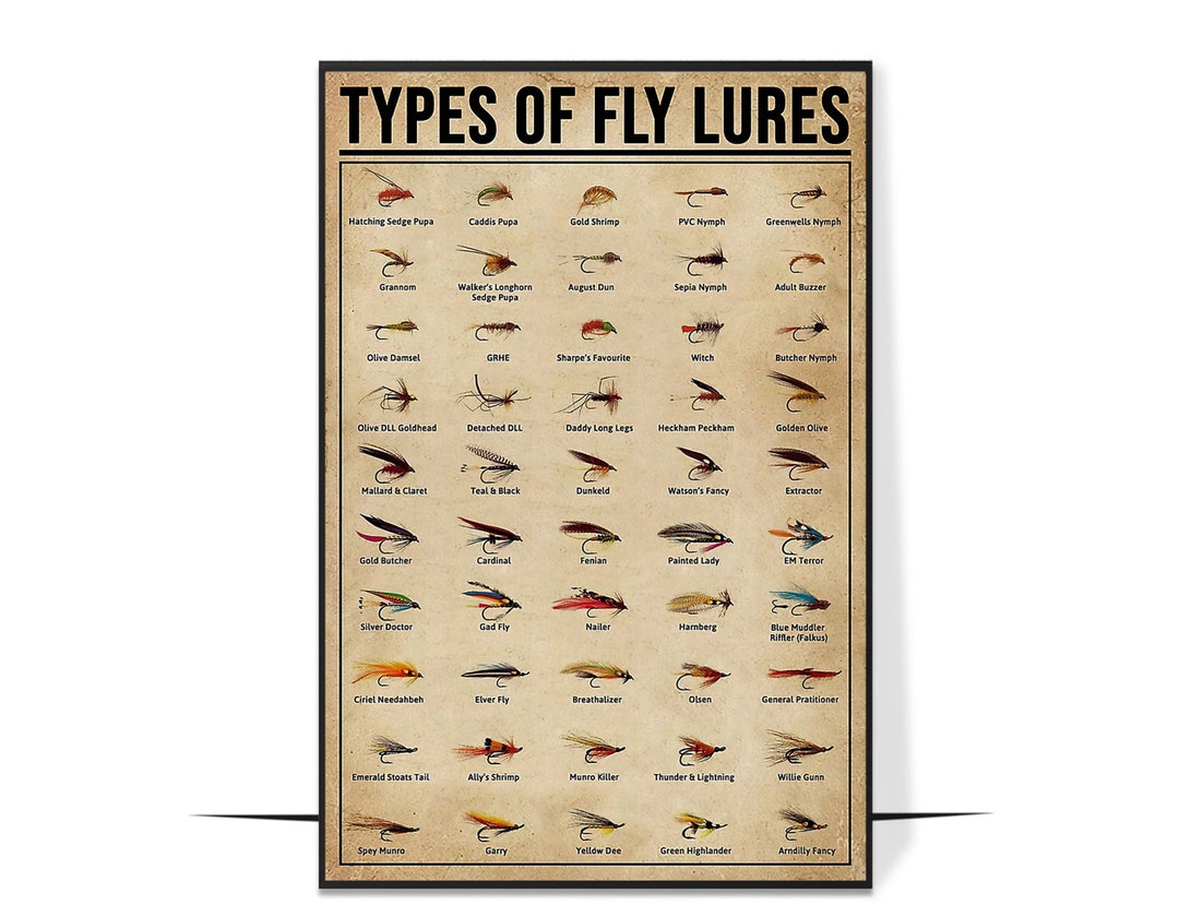 Fishing Types of Fly Lures Fly Fishing Unframed Poster Etsy