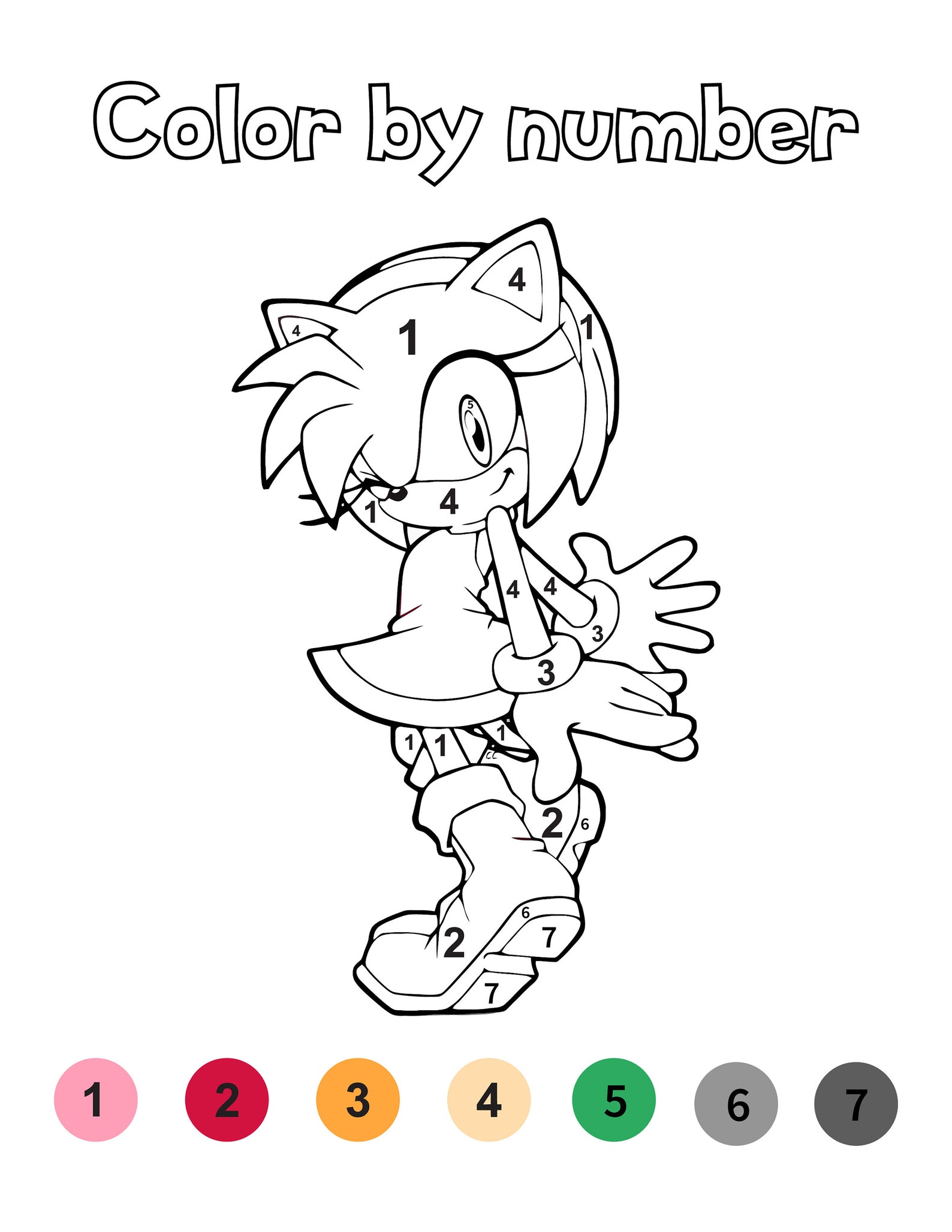 Sonic Color By Number PDF Pages | Etsy