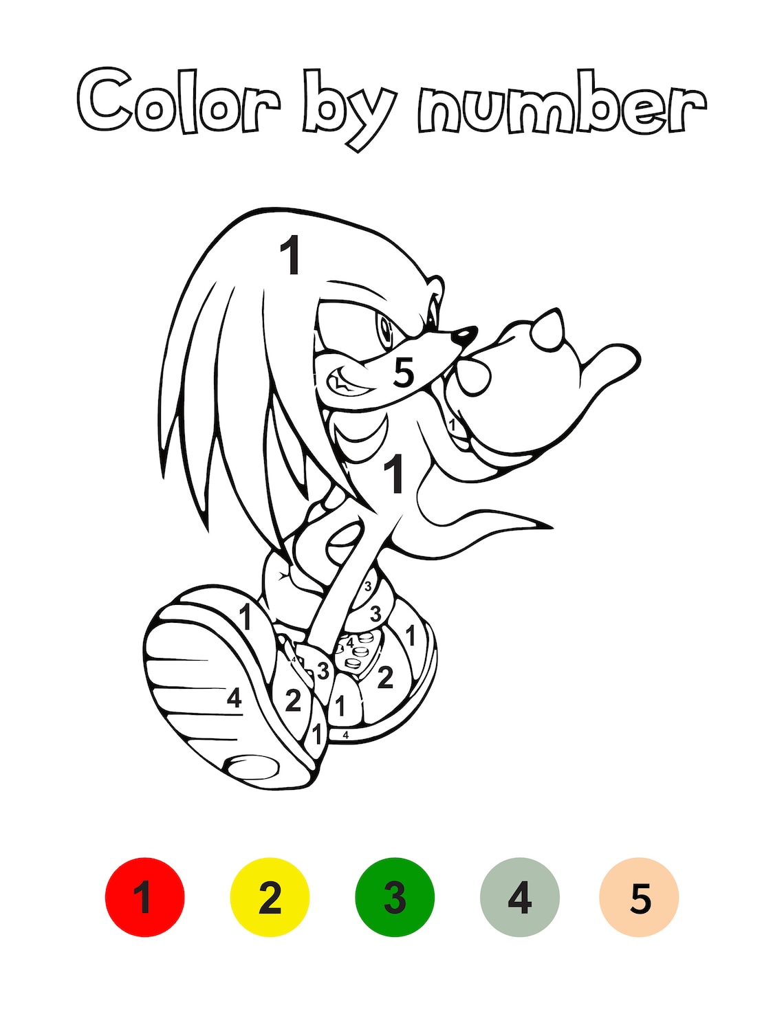 Sonic Color By Number PDF Pages | Etsy