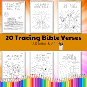 Bible Coloring Book for Kids, Sunday School Activities, Bible Verse Tracing & Colouring, Fun Religious Pages