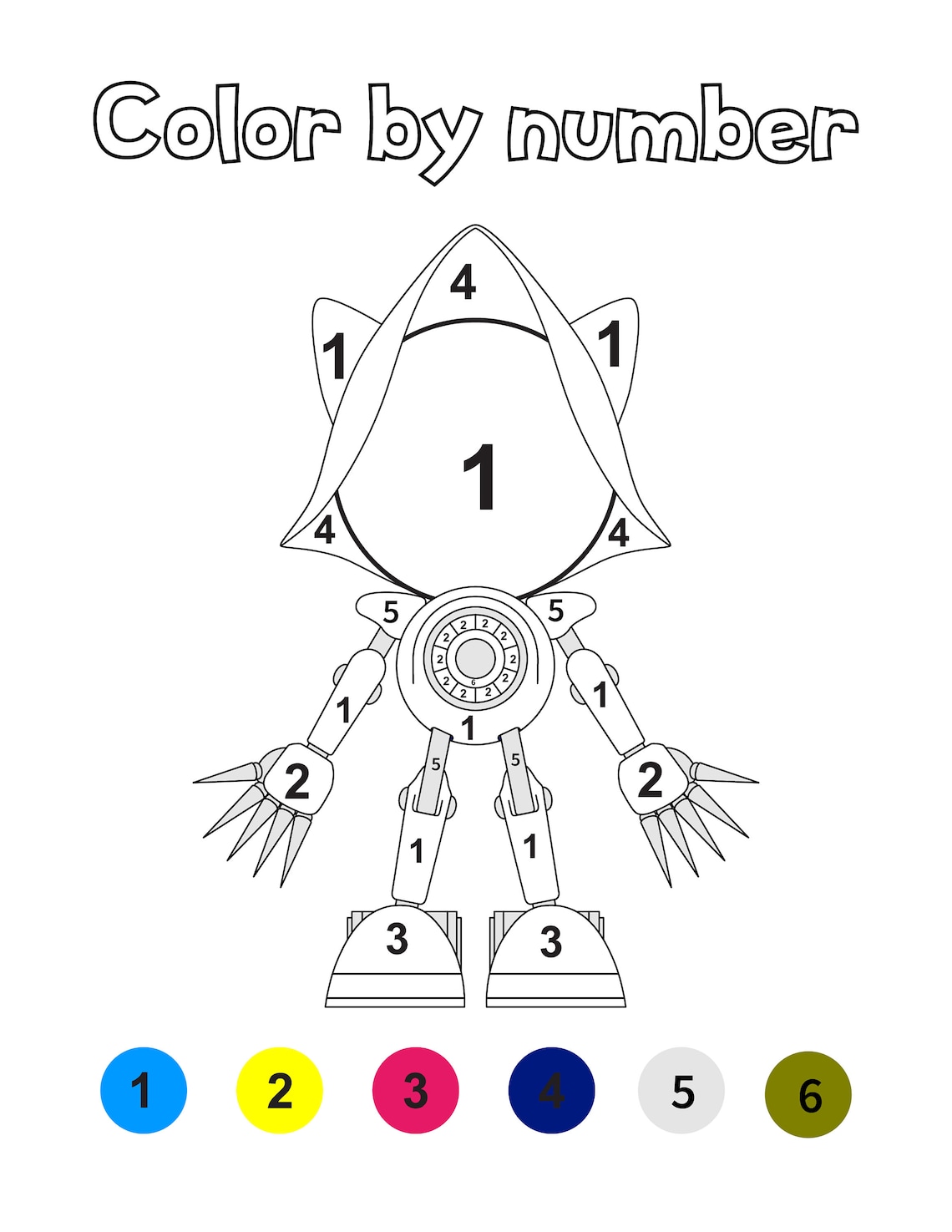 Sonic Color By Number Pdf Pages Etsy