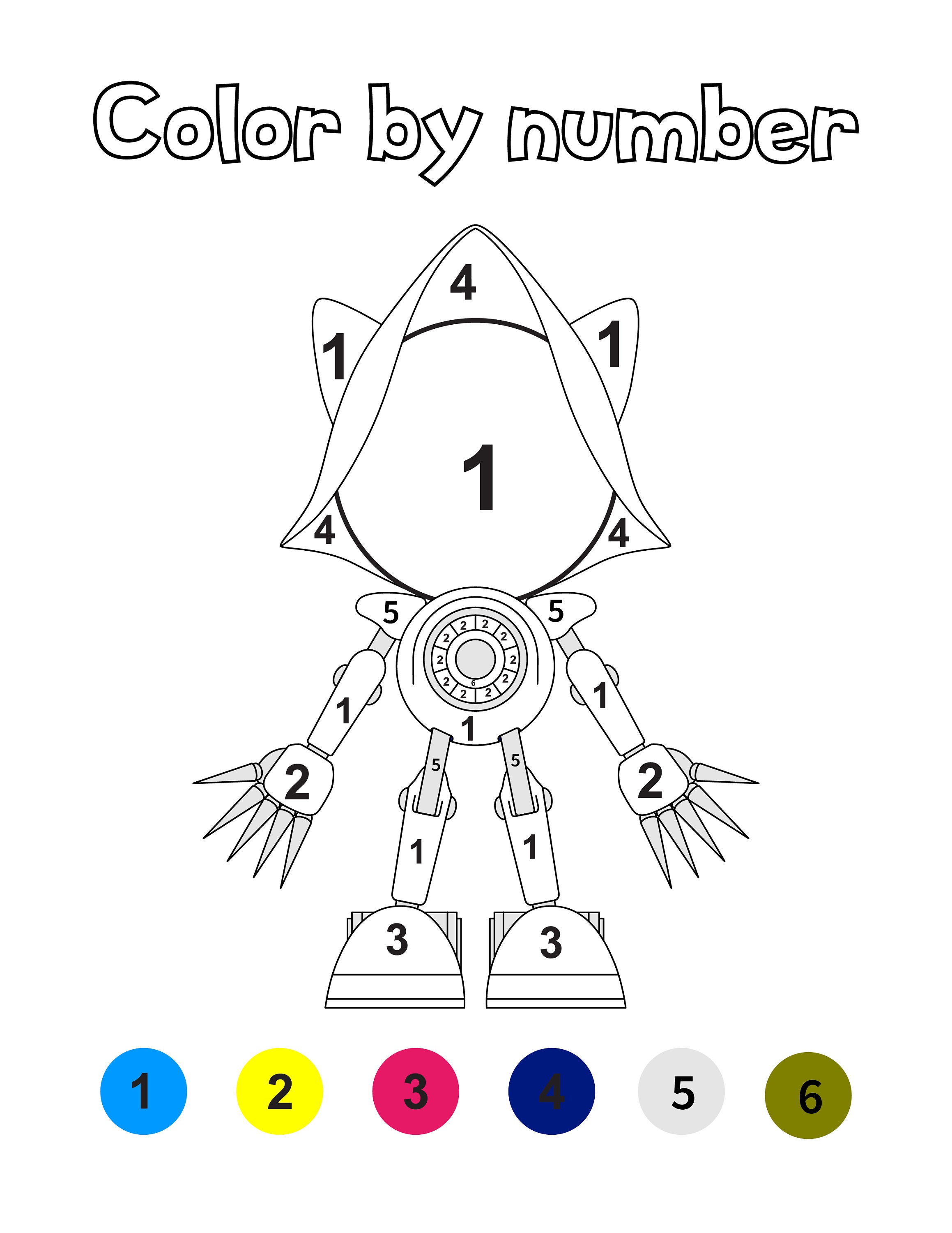 Sonic Color By Number PDF Pages | Etsy