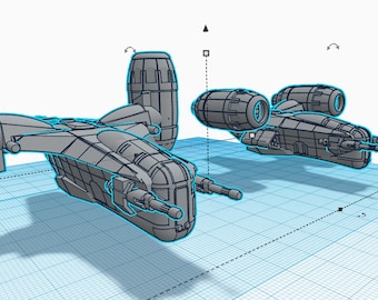 Razor Crest Miniature - Scaled for X-Wing, Rotating Engines STL