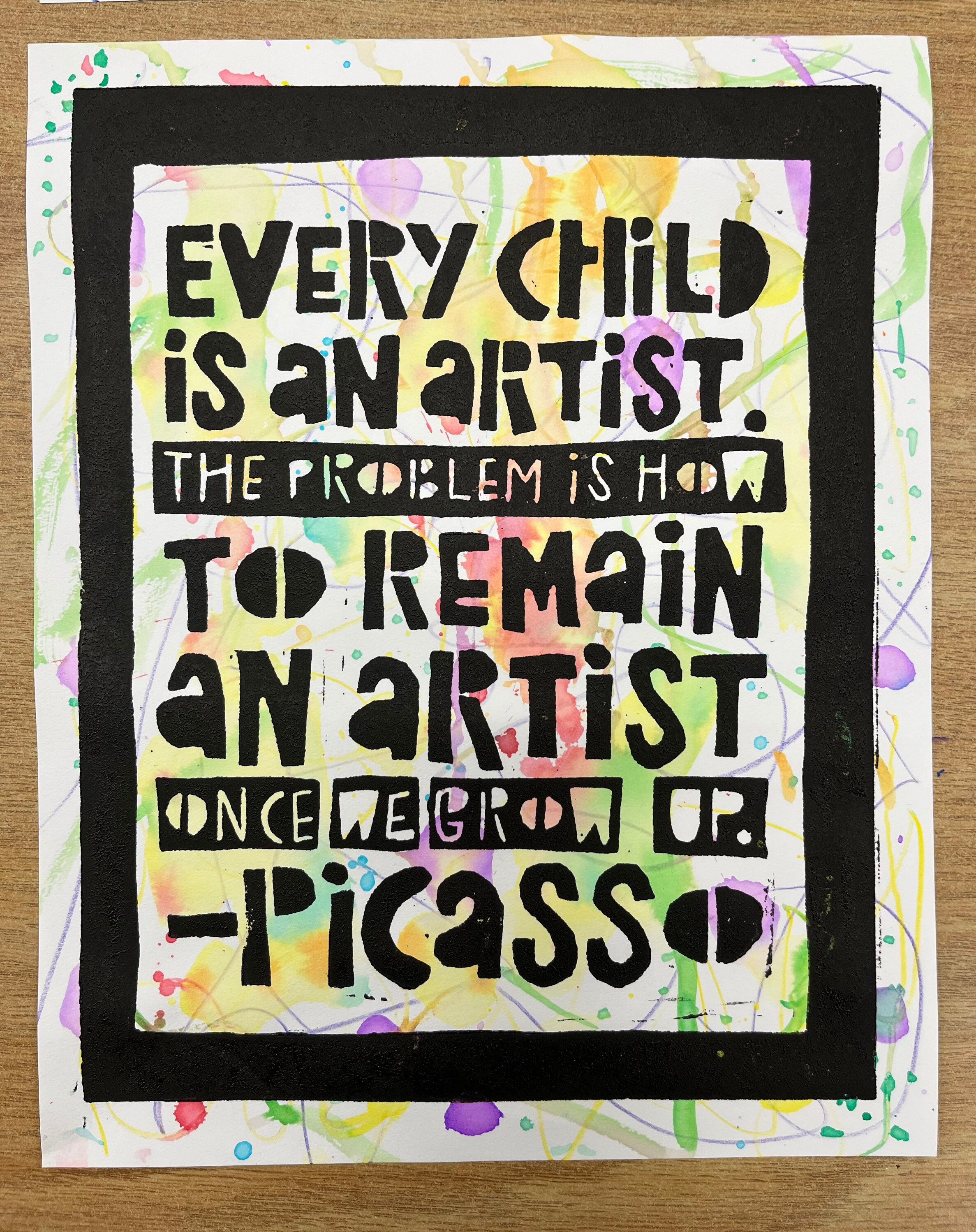 Pablo Picasso Print, Picasso Quote Wall Art, Wall Decor, Famous Artist Quote, Every Child is an ...