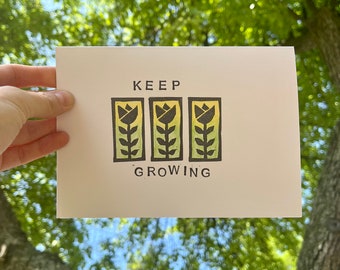 Blumen Grußkarte, Keep Growing Print